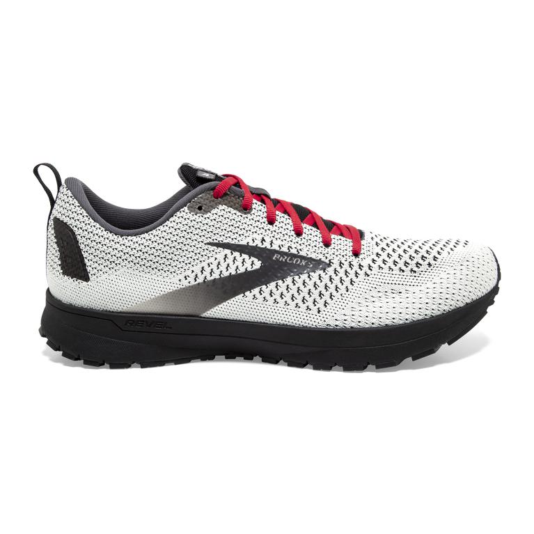 Brooks Revel 4 Road Running Shoes - Men's - White/Black/Red (18560-VBQS)